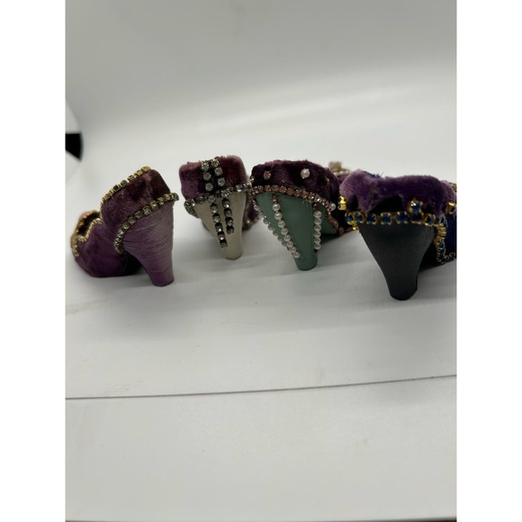 Miniature Purple High Heel Velvet Shoes With Sparkle Decoration - Picture 3 of 5